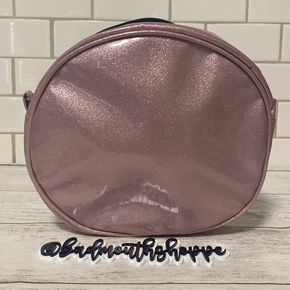 *Love Pain and Stitches Pink and Textured Teal Chipped Tooth Happy Pumpkin Purse - Picture 8 of 16